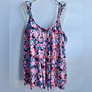 Swim Solutions Women's Blushing Pleated Tankini Top Size 18